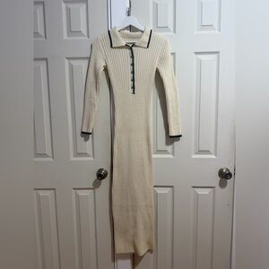 Commense Cream Long Sleeve Knit Dress